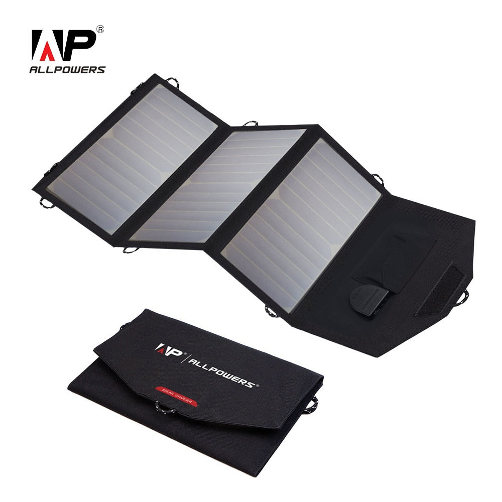 ALLPOWERS 18V 21W Solar Charger Panel Waterproof & Foldable Solar Power Bank Ideal For Outdoor Hiking