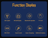 New Solar Hand Crank AM/FM/NOAA Radio SOS With Power Bank LED USB And Bluetooth Speaker