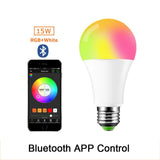 110V 220V Bluetooth E27 RGBW LED Light Bulb 5W 10W 15W Versions With Remote+Memory Mode